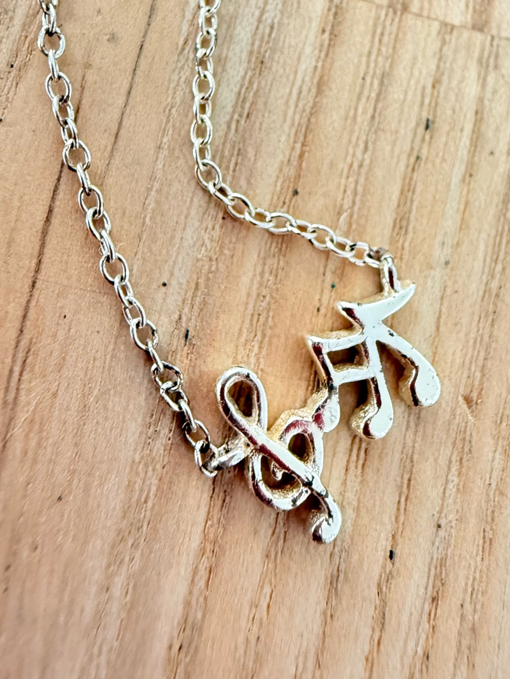 Dainty 925 Sterling silver music notes chain necklace